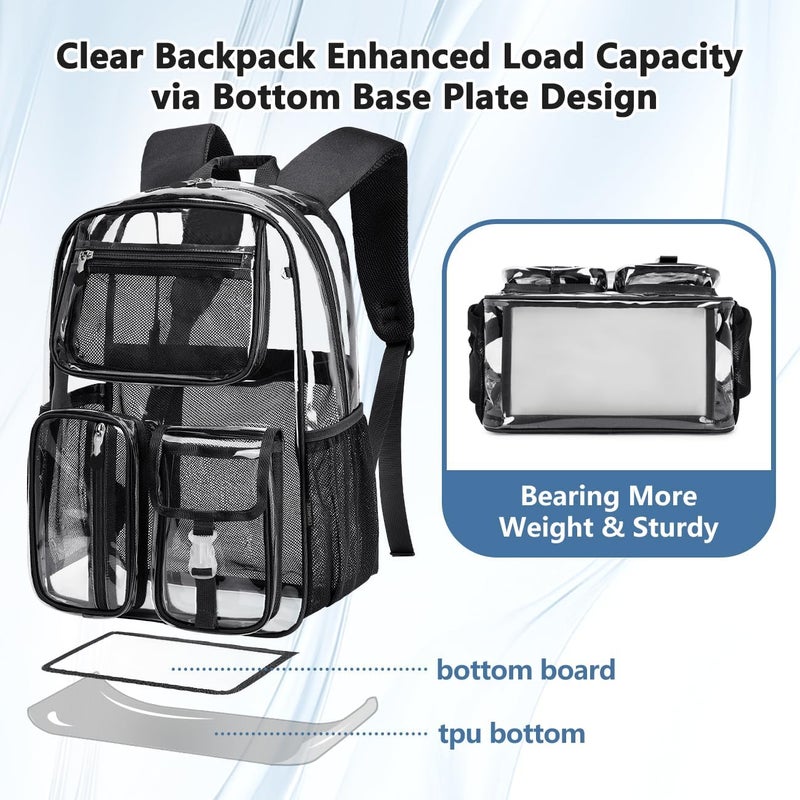 Cusangel Clear X-Large Backpack Heavy Duty Clear BookBag,17.5inch TPU Large Capacity See Through Backpack for Sport Events,Travel,Plastic backpacks for 15age+ - Image 5